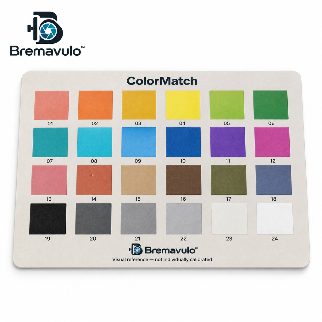 Bremavulo ColorMatch matte printed visual reference card on a white background