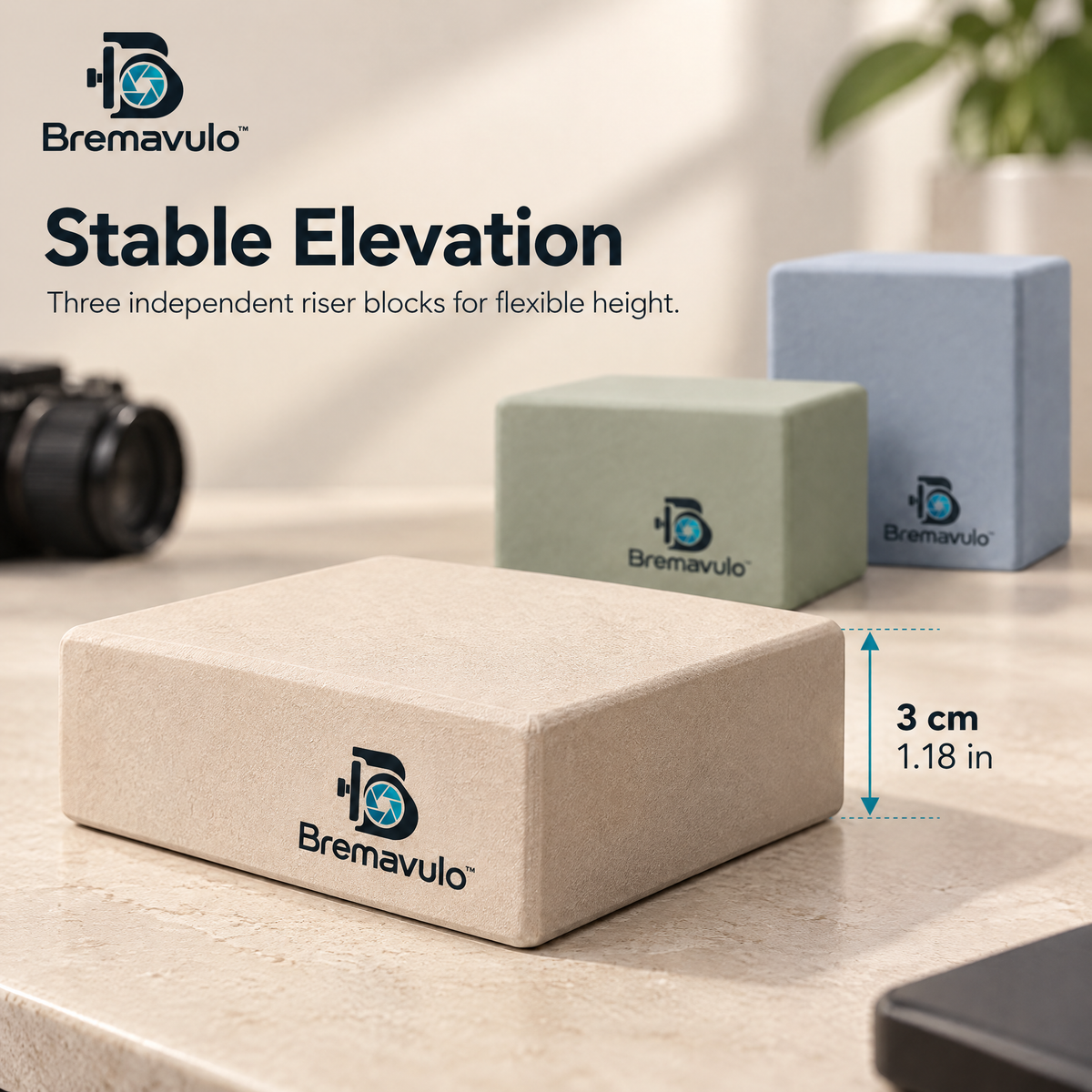 Bremavulo ElevateBlock rounded matte display block supporting a small still-life subject