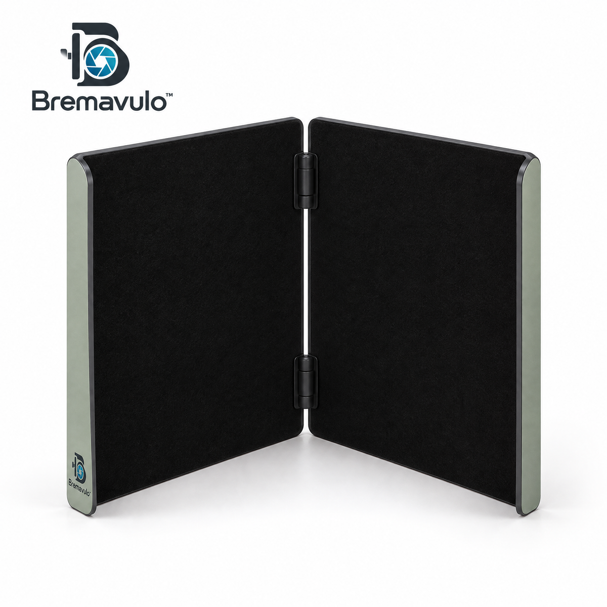 Bremavulo GlareShield folding black light-control flag displayed on a white background