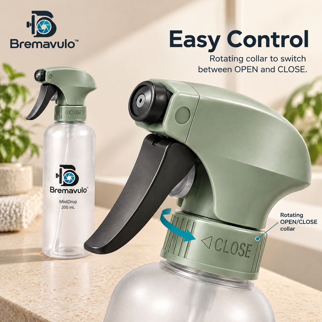 Bremavulo MistDrop trigger operated by hand to mist a suitable styling prop