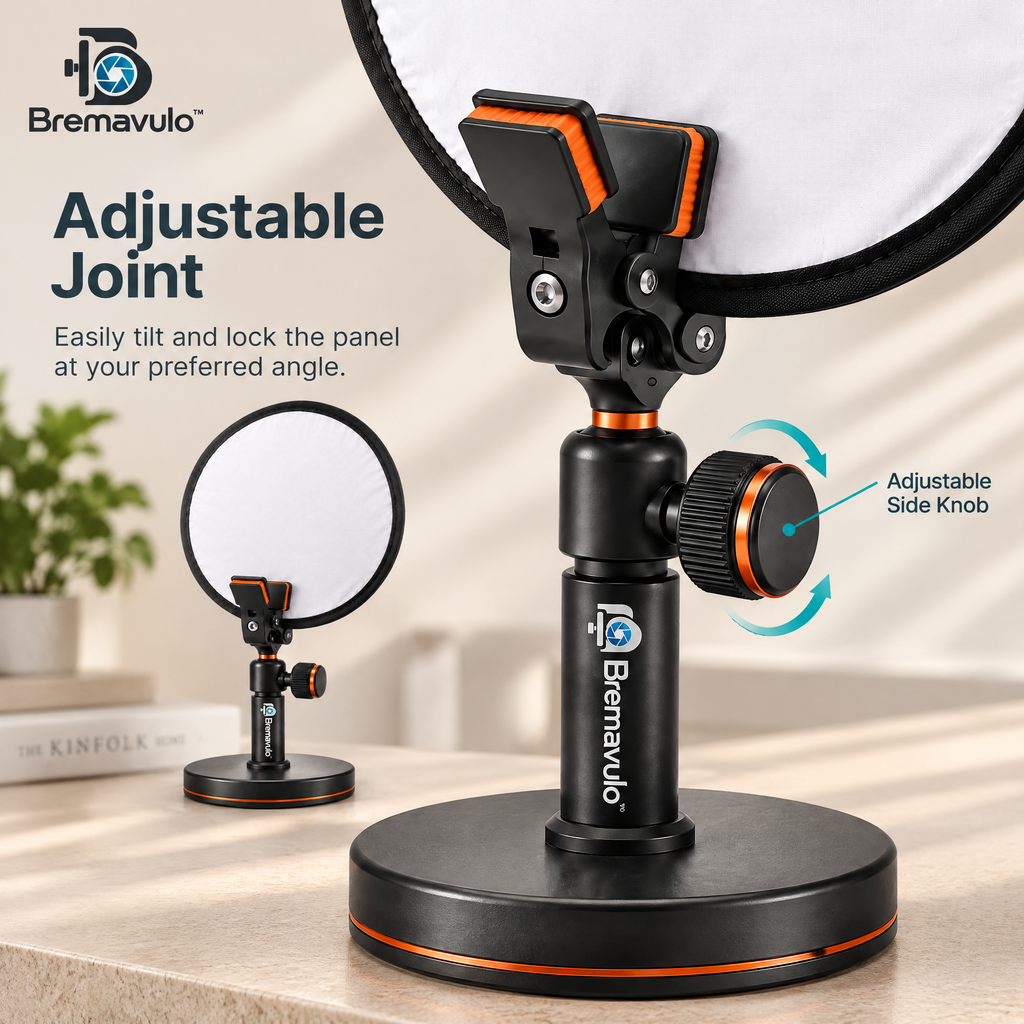Bremavulo ReflectStand adjustable joint and side knob for positioning the circular panel