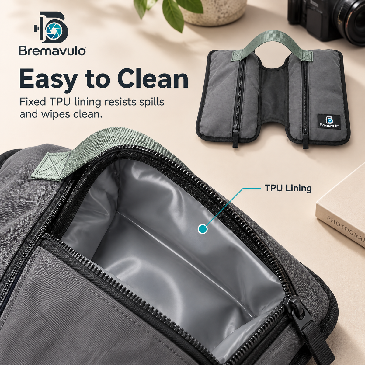 Bremavulo WeightLock zip closure and compartment details