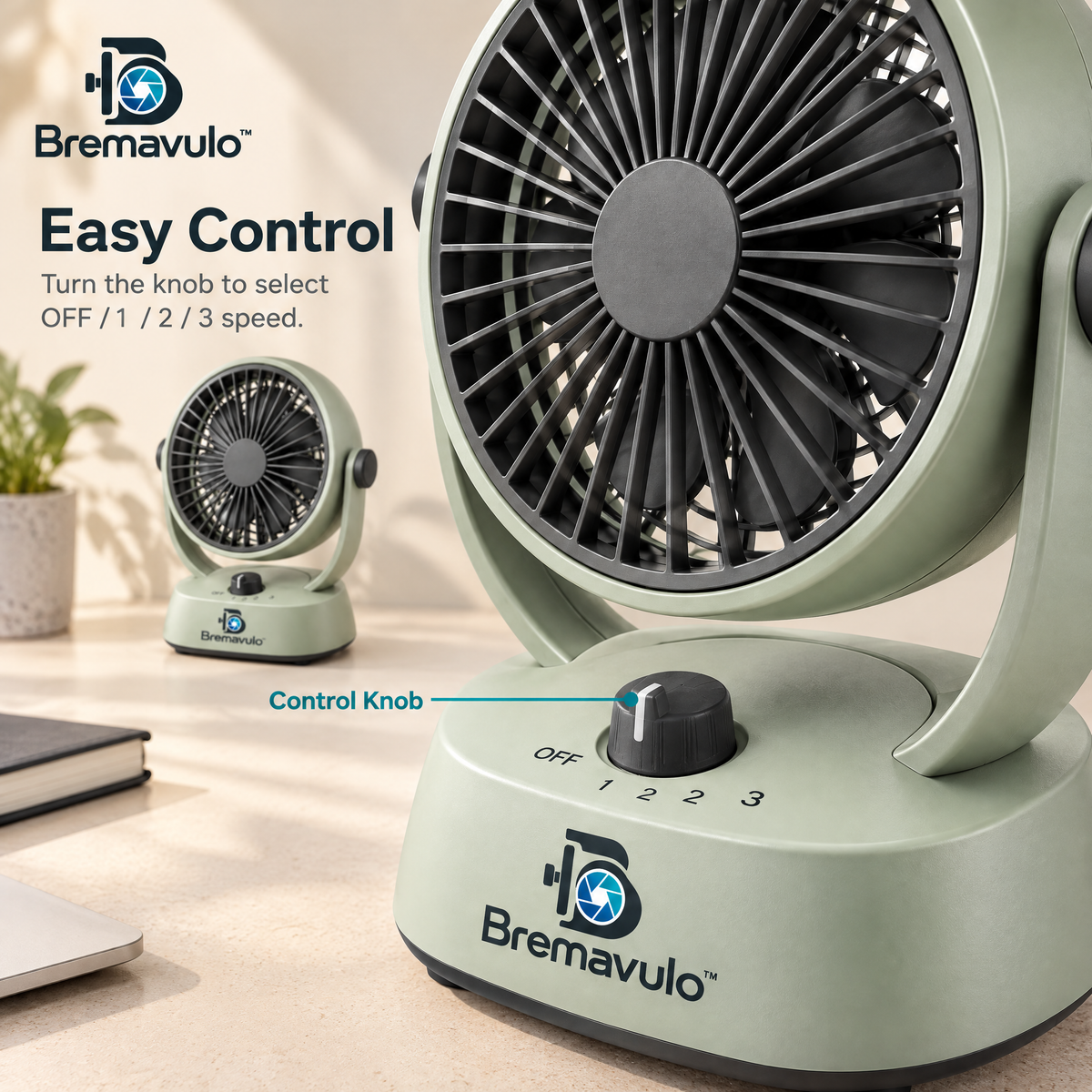 Bremavulo WindFlow rotary dial with OFF, 1, 2 and 3 speed settings
